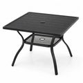 Gartentisch 100 x 100 x 74 cm pulverbeschichteter Stahl quadratisch Schwarz mit Schirmloch und Ablagegitter