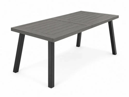 Gartentisch Terrassentisch 180 x 90 x 75 cm HDPE Stahl rechteckig Grau Schwarz